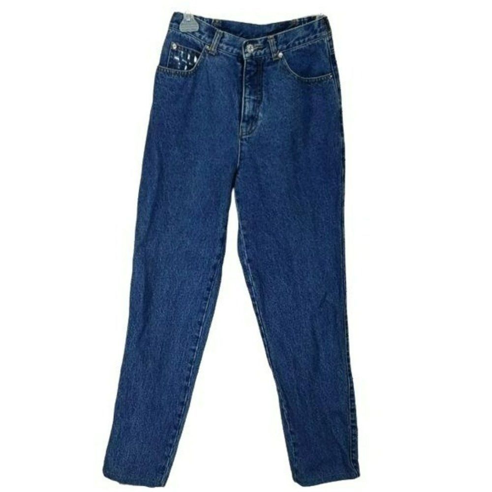 Vintage 90's I.B. Diffusion Women's Mom Jeans Studded Skinny Denim Jeans Size 6‎
